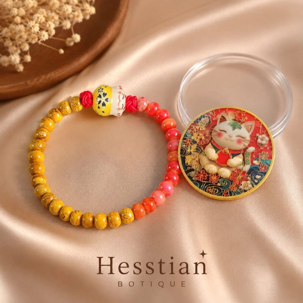 Luxury Maneki-Neko Prosperity Gift Set – Lucky Cat Bracelet, Japanese Fortune Co